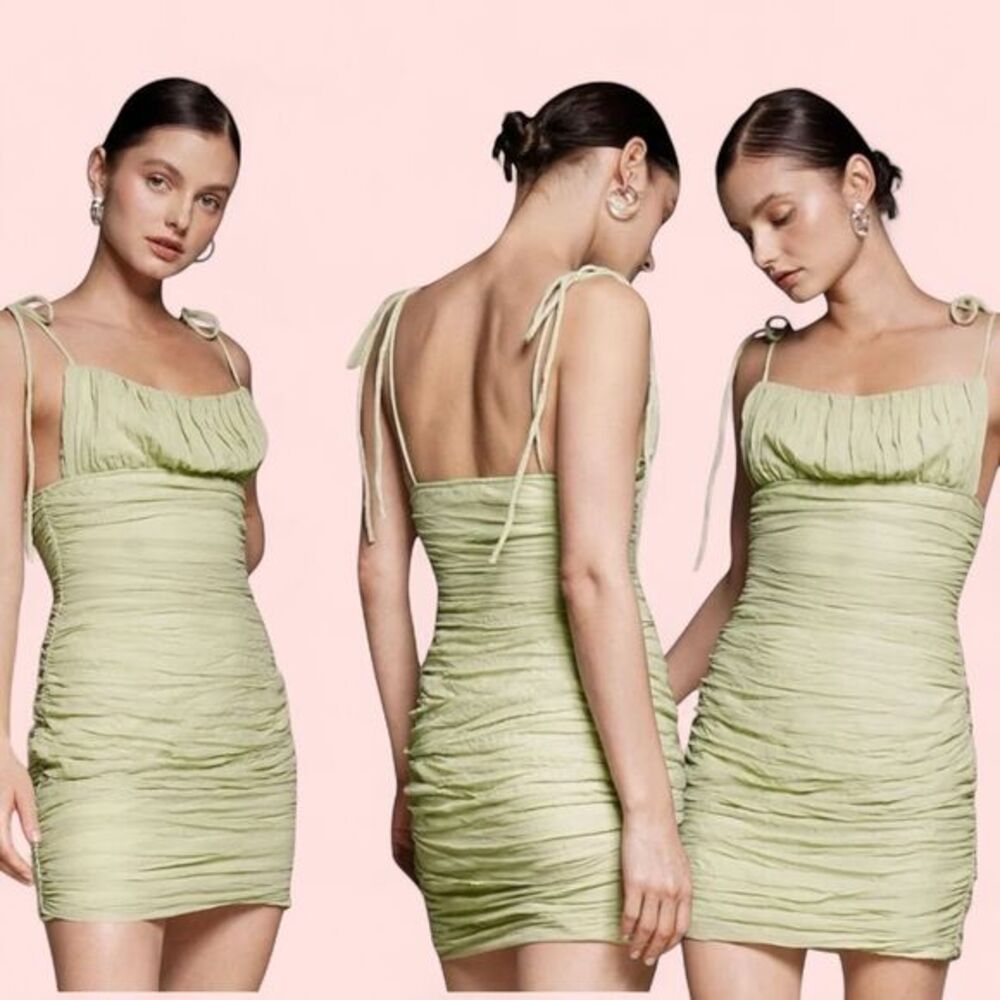 Babydoll Mini Dress Womens Size M Ruched Cottagecore Romantic Fairy Soft Girl